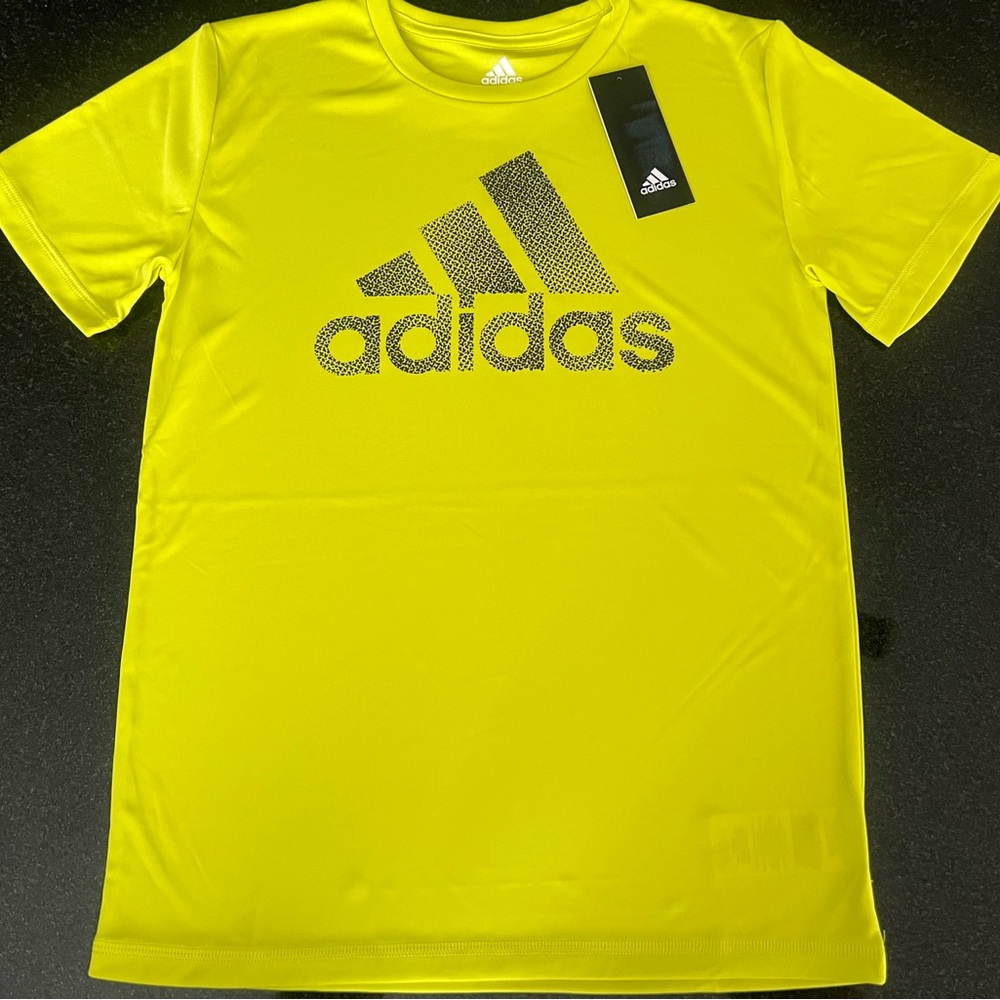 NWT Adidas Kids' Short Sleeve Logo Tee - Neon Yellow